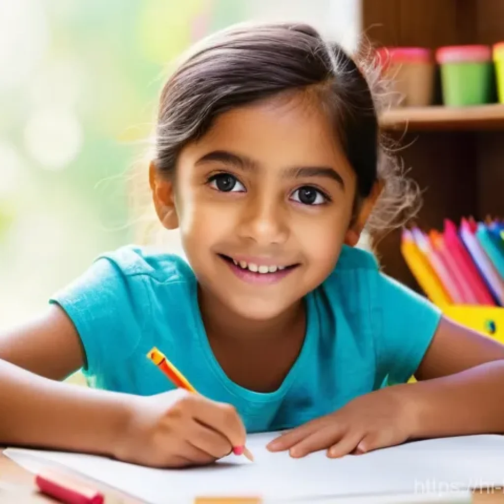 헤이지니의 팬 메일 소개 - **Prompt:** A heartwarming scene featuring a joyful child, approximately 7 years old, with bright, c...