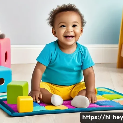 Home 24 헤이지니 굿즈 디자인 특징 - **Prompt:** A cheerful toddler, approximately 2-3 years old, with bright, sparkling eyes, is sitting...